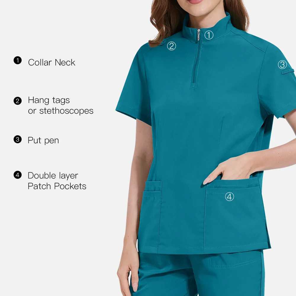 Elastic medical nurse uniform unisex pet beauty care workwear washer set operating room top surgical suit pocket set X250410