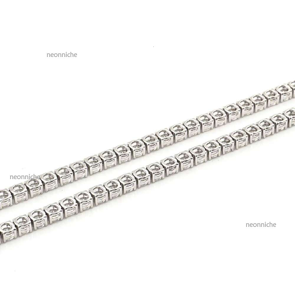Sterg Sier Moissanite 2mm-5mm Iced Out Vvs Dia Solid Pave Setting Tennis Chain for Christmas Gift