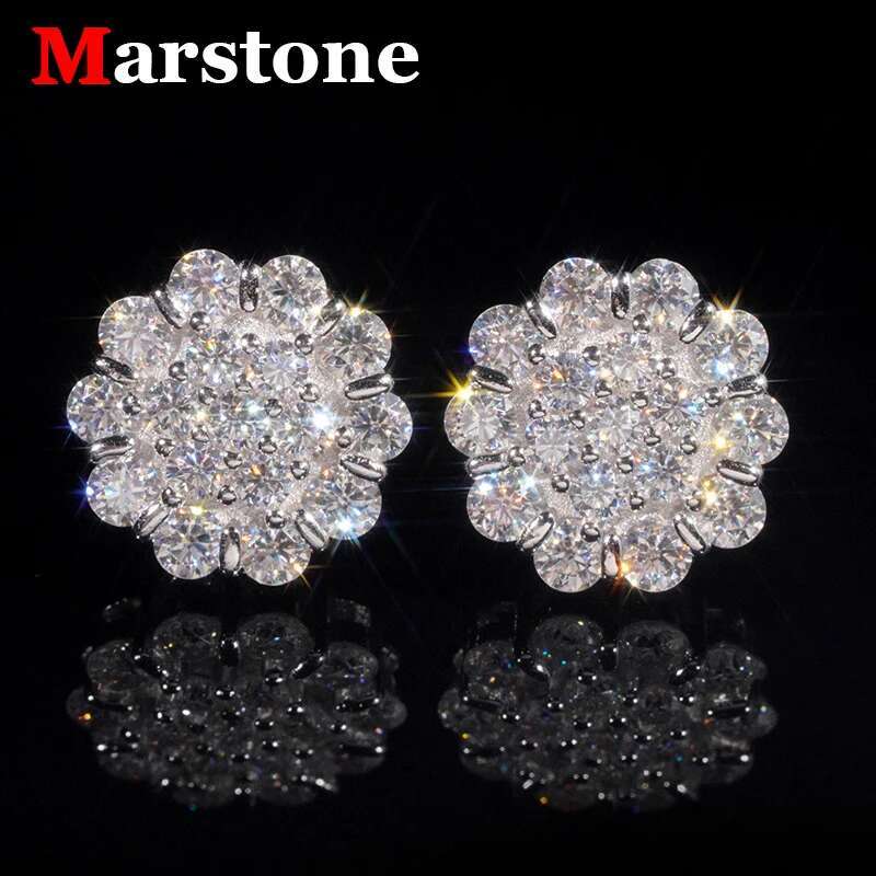 Full Moissanite D Color Diamond Womens New Earrings 925 Sterling Silver Earring Plated 18k White Gold for Men Women