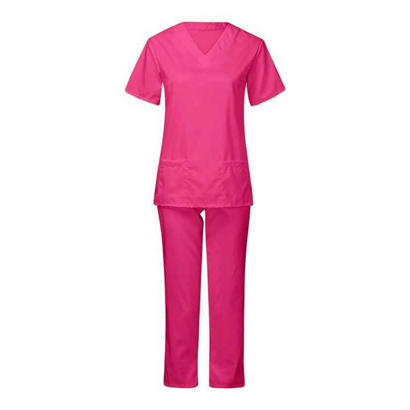 New nurse uniform set two-piece nurse doctor shorts Slve top solid color womens work clothes hospital Trouser set X250410