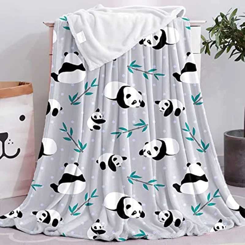Cute Panda Print Grey Blanket for Kids Adults Super Soft Warm Plush Fluffy Throw Blanket for Couch Sofa Bed Office Decor Gift C251111