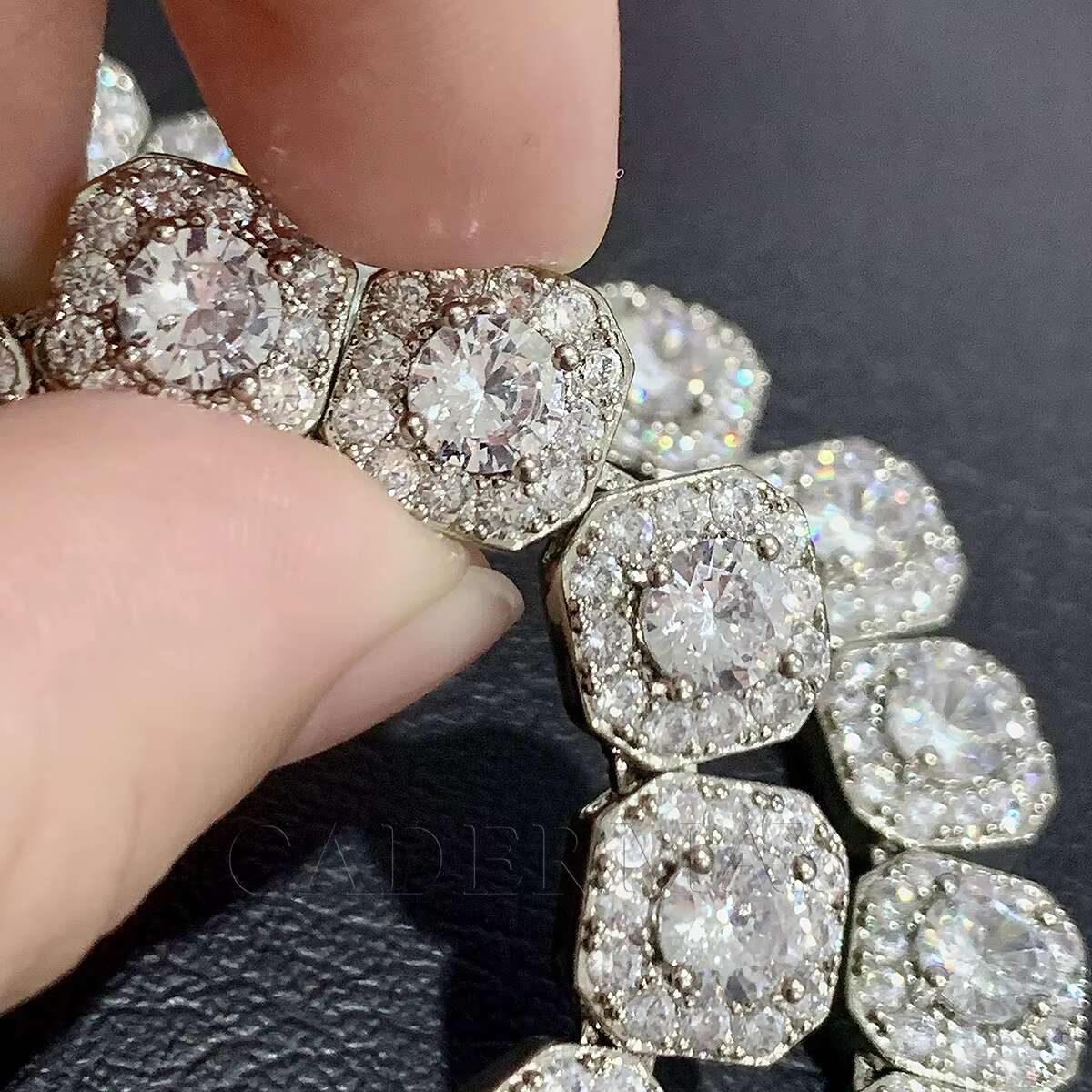 Hip Hop Jewelry 10mm 12mm Men Cluster Square Tennis Link Chain Necklace 925 Sterling Silver Iced Out Moissanite Diamond Chain