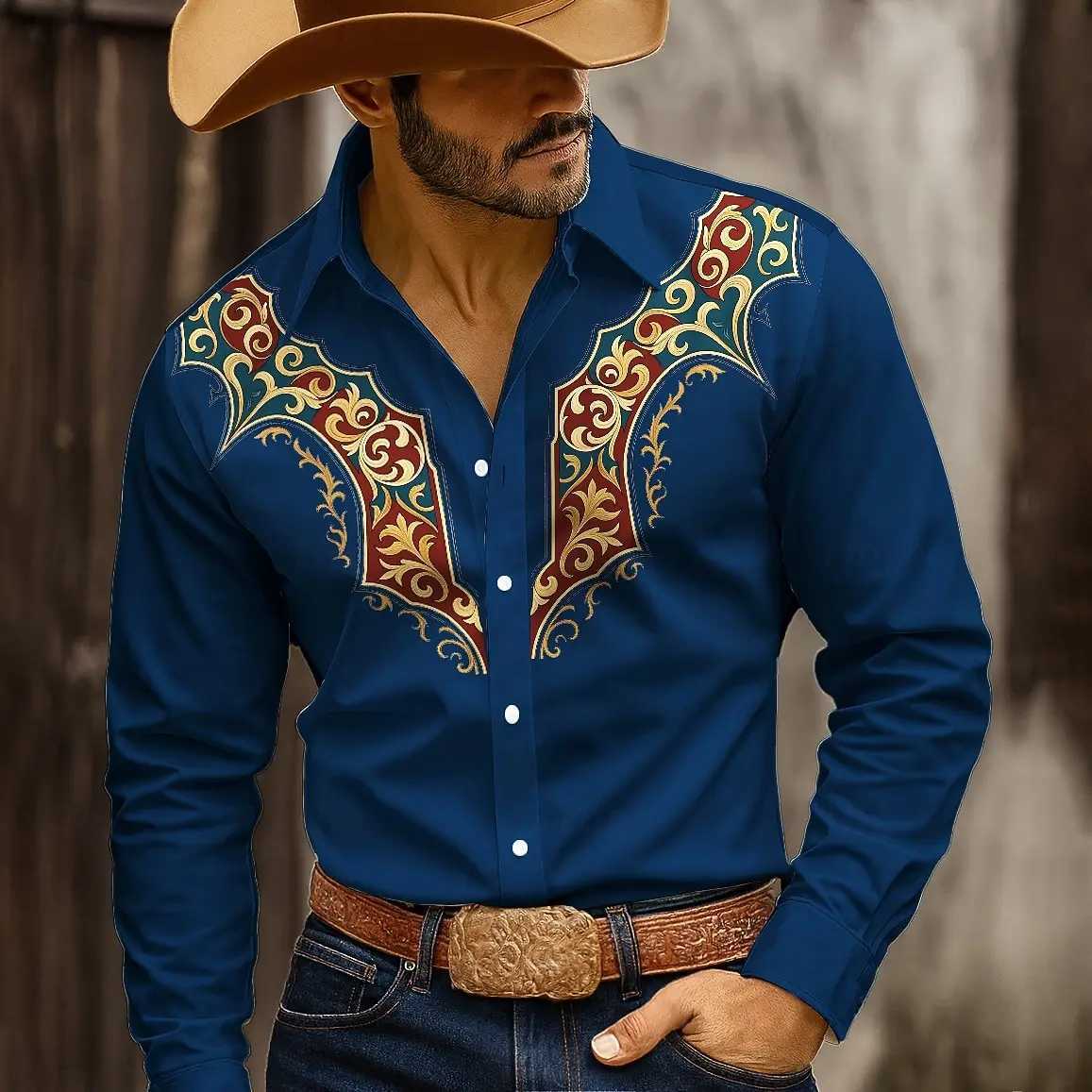 Mens Geometric Aztec Ethnic Shirt Fashion 3D Printed Shirt Button Up Shirt Casual Long Sleeve Shirt Street Blouse for Mens K251110