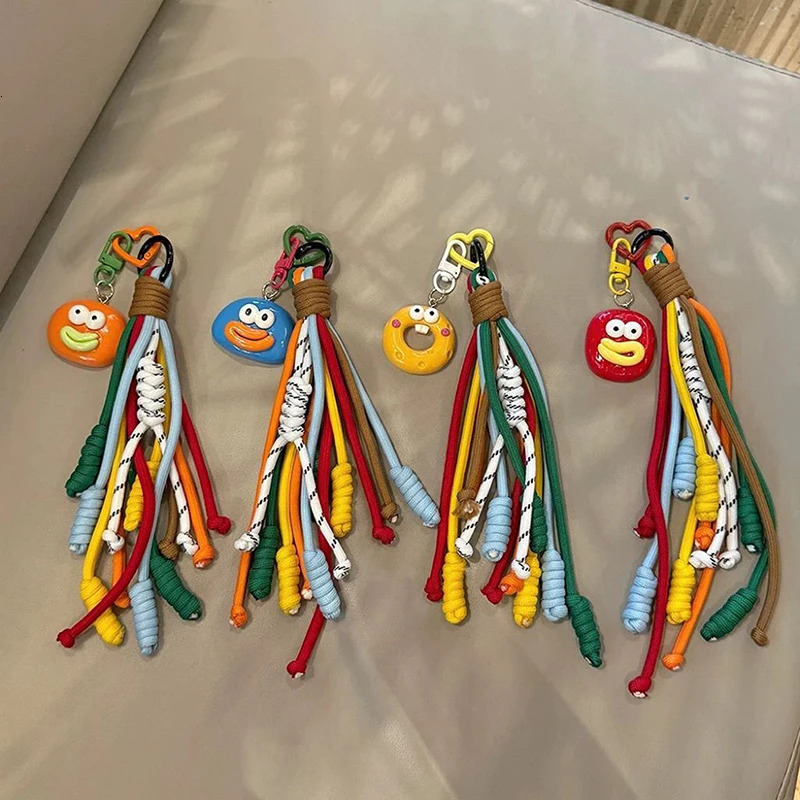 Funny Sausage Mouth Keychain Fashion Colorful Braided Rope Keyring Bag Pendant Backpack Hanging Decoration Key Accessories 251110