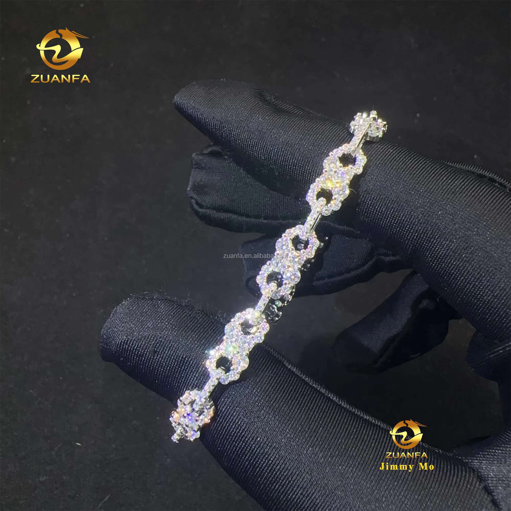 Wholesale Price New Arrivals Bulk Stock S925 Silver Iced Out Hip Hop Fire Jewelry VVS Moissanite Diamond Infinity Bracelet