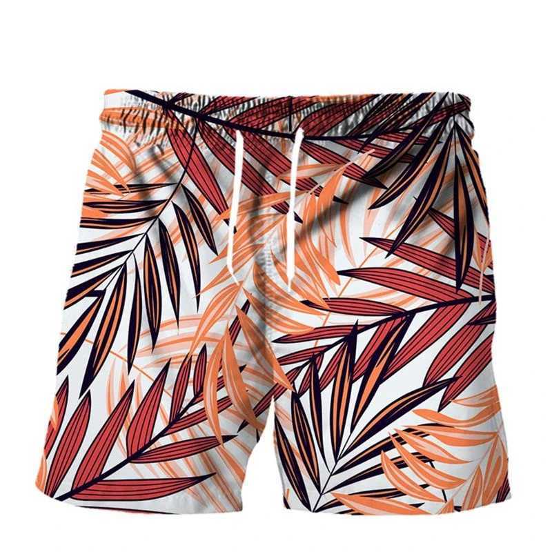 Tropical plant pattern 3D printing beach shorts mens retro swimming shorts summer Hawaiian vacation shorts quick dryingW250410