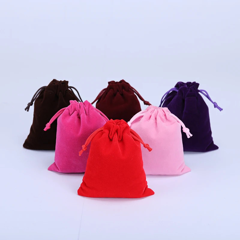 10Pcs Pink Color Separation Flannel Bags Jewelry Gift Display Packing Velvet Drawstring Pouches Xmas 251110