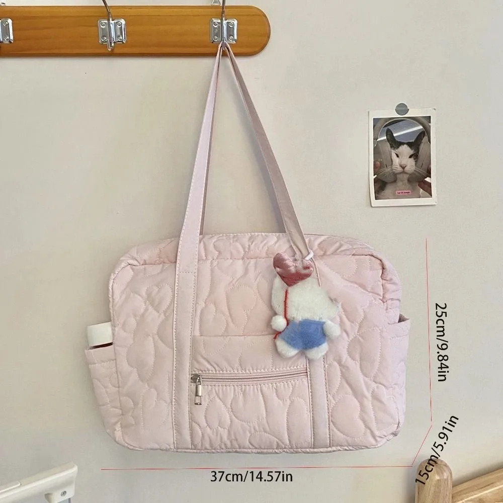 Casual Underarm Bag Travel Luggage Bag Korean Style Solid Color Mommy Bag Tote Bag Heart Travel Storage Bag Women 251110