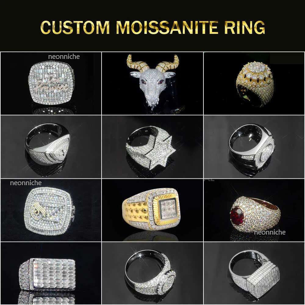 Wholesale 14K Gold Vvs Moissanite Cross Men Iced Out Sier Ring Hip Hop Style Dia Cuban k Six-pointed Star Rings