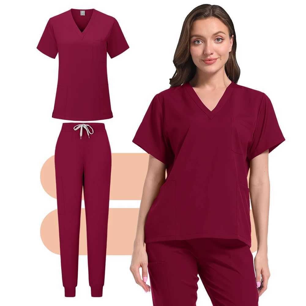 Surgical Uniforms Medical Nurse Scrub Set Woman Beauty Sn Workwear Clinical Scrub Top Jogging Pants Doctor Nursing Tunic Suit X250410