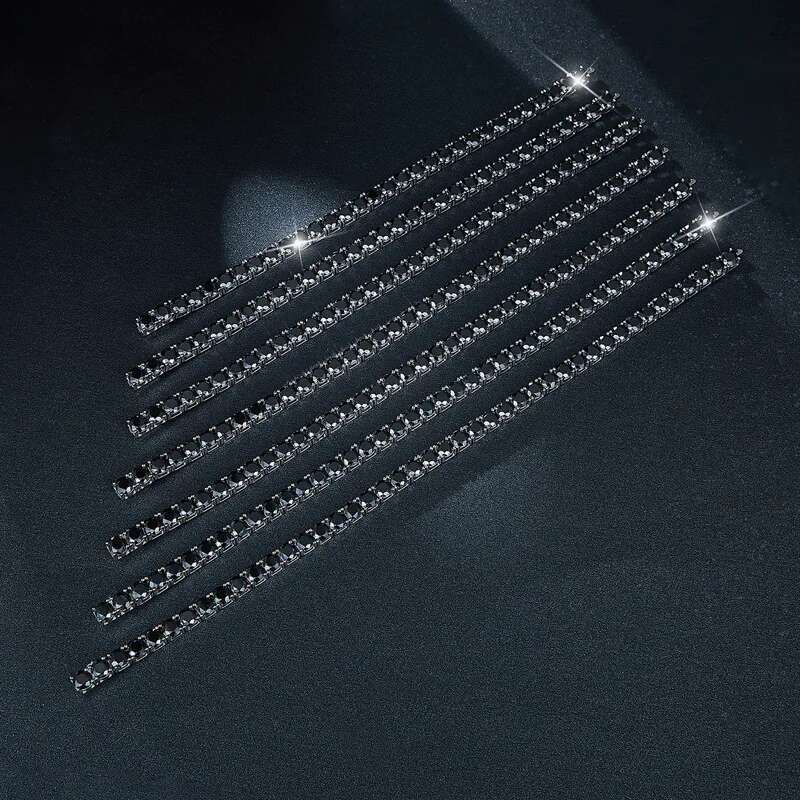4-6.5mm Full BlacK Moissanite Tennis Womens Mens Bracelet Original 925 Sterling Silver Man Moissanite Tennis Chain New
