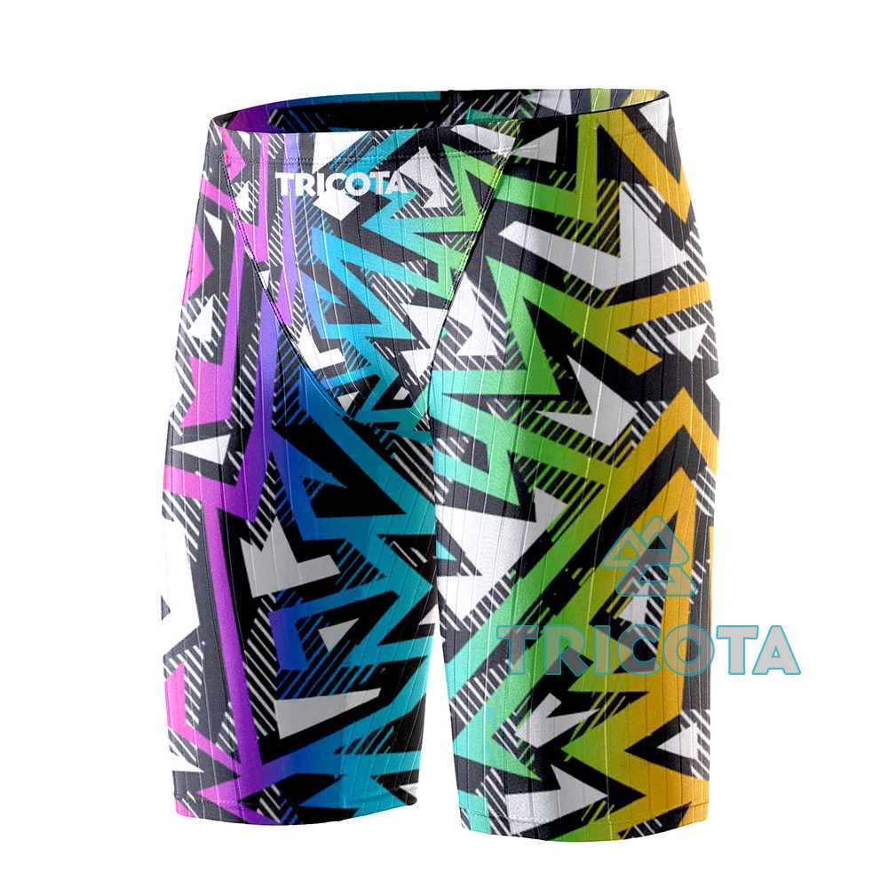Mens interference swimming suit competition swimming team suit quick dry swimsuit sports training swimming shorts beach tight surfing poleW250410
