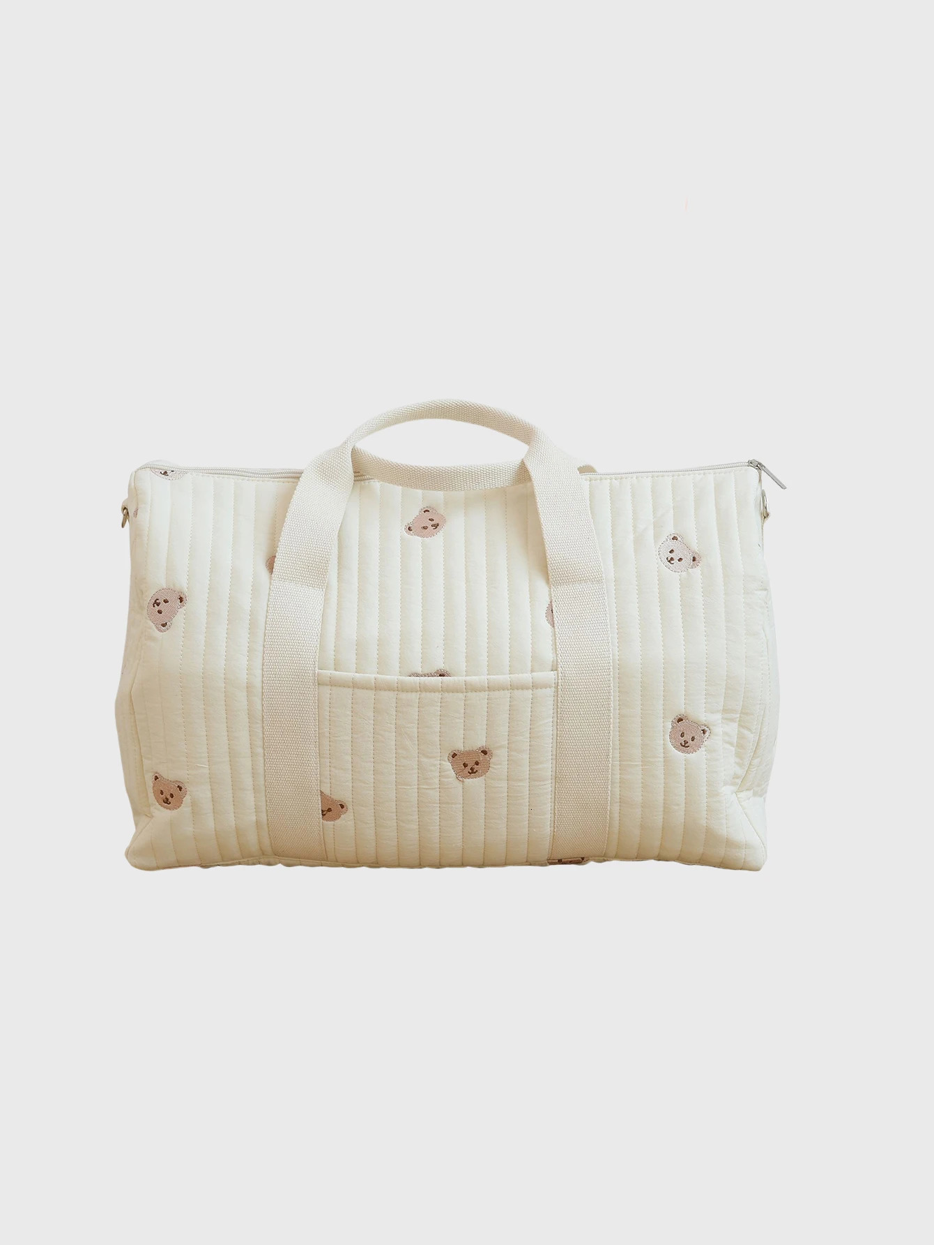 Fashionable Embroidered Large Capacity Bear Patterned Diaper Tote BagLightweight Foldable Mommy Handbag Travel Shouder Bag 251110