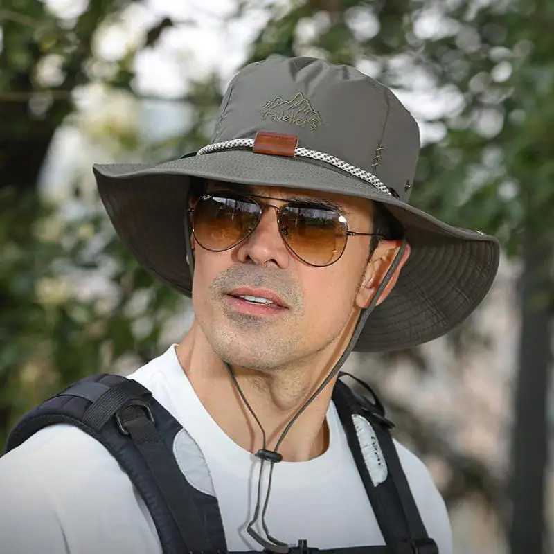 Summer Bucket Hat Men Women Sunscreen Fishing Hat Outdoor Breathable Fisherman Cap Hiking Climbing Camping Uv Protect WindproofC250411