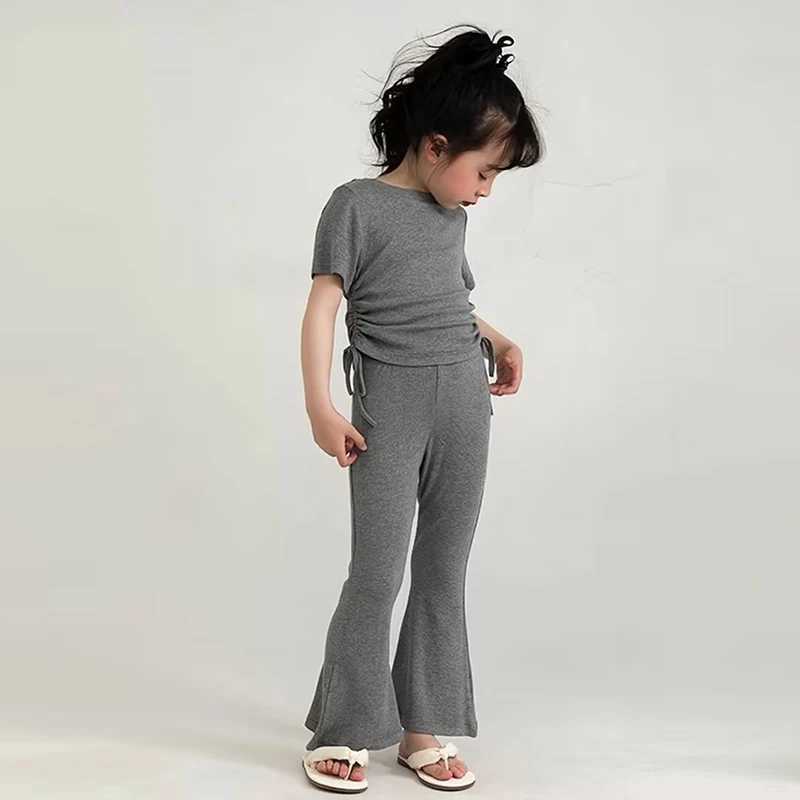 Girls clothing set summer set childrens short sleeved T-shirt top+pants set cute childrens pants casual clothing set 3-9TXJ250410
