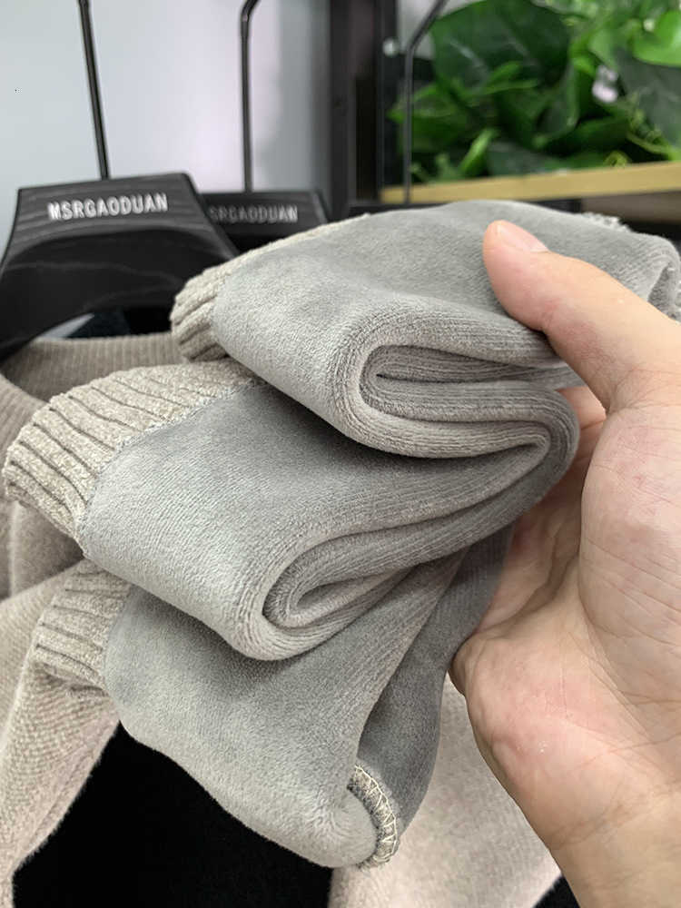 Light luxury men knitted high neck sweater new trend brand cartoon bear embroidery soft plush thicken casual versatile pullover X251106