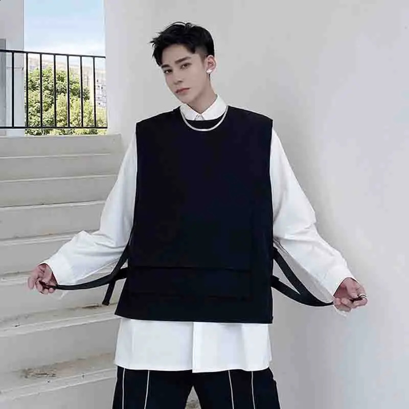 Work clothes functional style tactical sleeveless vest ins individual big pocket versatile vest mens dark coat trend DJ 250407