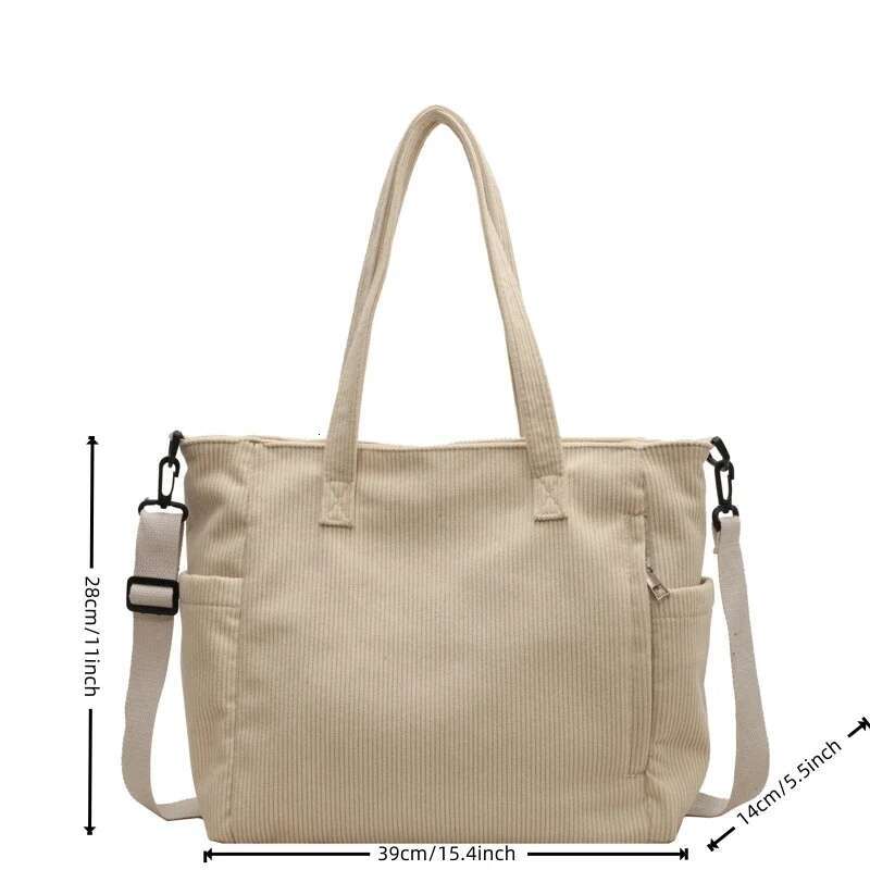 Fashion Versatile Shoulder College Wind Commuting Corduroy Square Bagunisex Large Capacity Leisure Portable Crossbody Bag