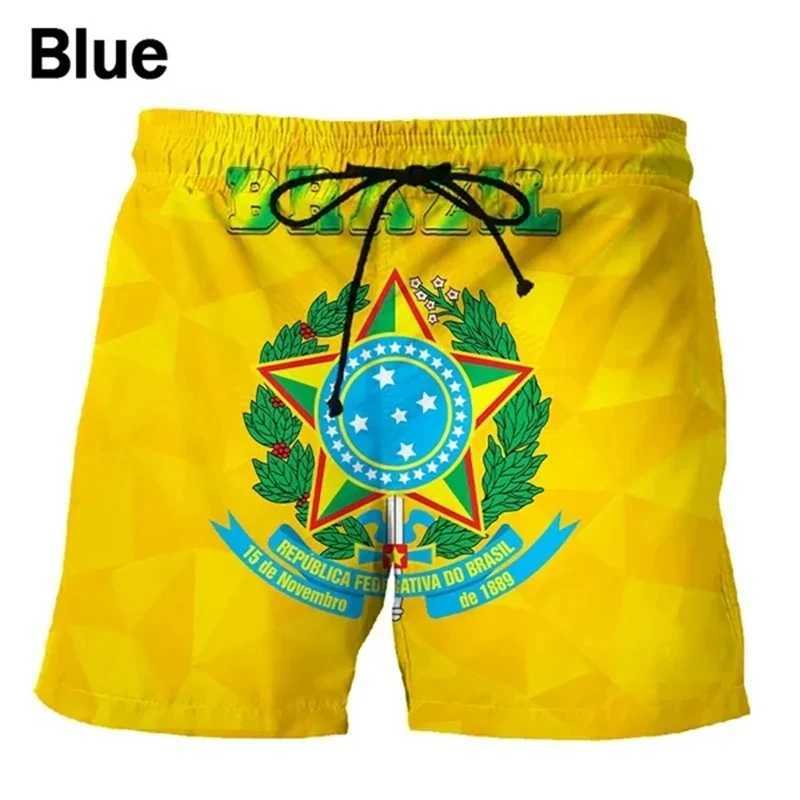 Brazilian Emblem Brazilian Flag Graphic Beach Shorts Mens 3D Printed Board Shorts Swimwear Homme 2023 Summer Swimming Relay Childrens Ice ShortsW25041