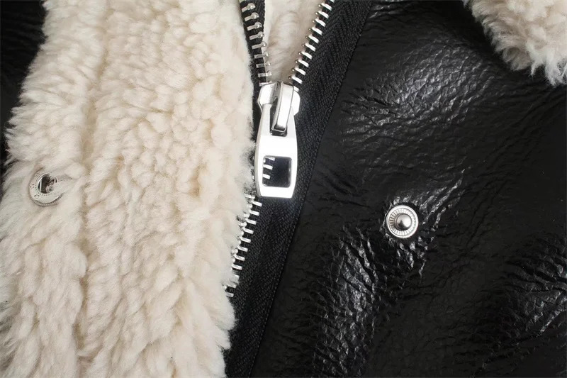 Winter Motorcycle Sle Jaet Sensation ular Thiened Fur Leather Inteated ort Coat Street Sle Zipper 251106