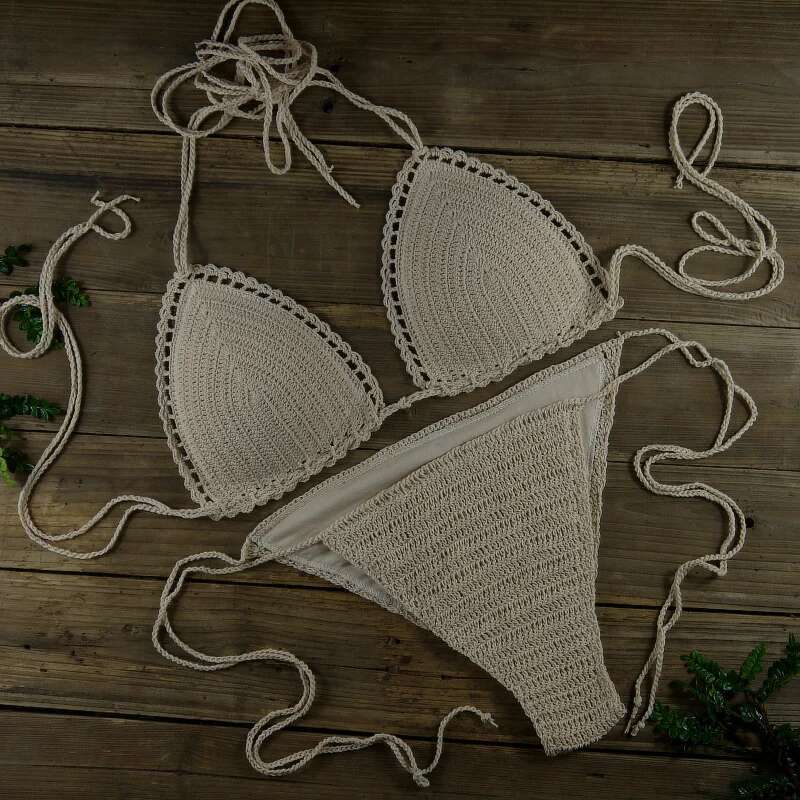 13 Color Women's Swimwear Push up Swimsuit Handmade Crochet Bikini Sets ing Swim Trunks