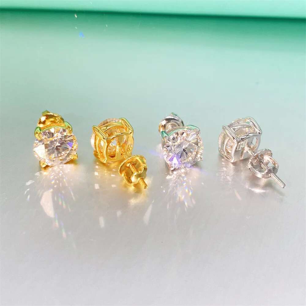 Rare Cut 0.5-2CT Cherry Blossom Moissanite Diamond Stud Earrings D Color VVS 925 Sterling Silver Ladys Earrings for Women 2023