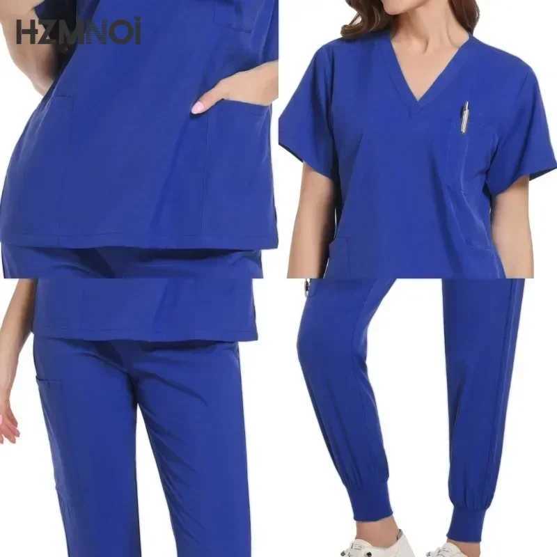 Nurse Uniforms Woman Short Slve V Neck Top Scrubs Jogger Pants Medical Scrubs Set Women Summer Casual Uniformes Clinicos Mujer X250410