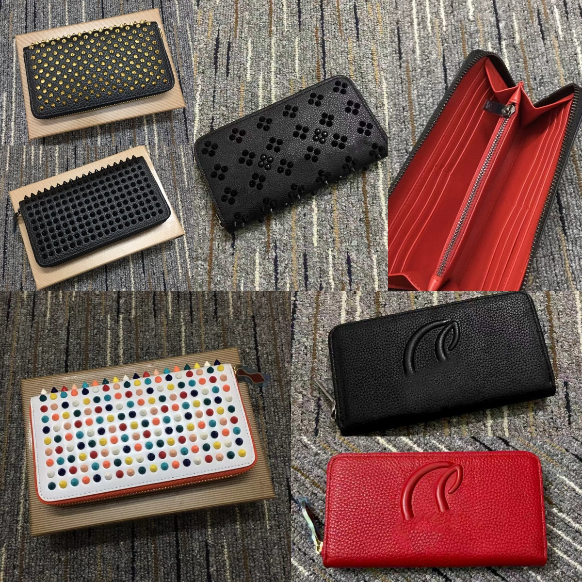 10ANew style CL wallet rivet genuine leather long men's wallet women's casual trendy top grain cowhide clutch bag