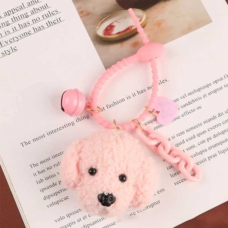 Poodle Doll Bell Love Accessories Cute Teddy Dog Soft Rubber Keychain Pendant W250411
