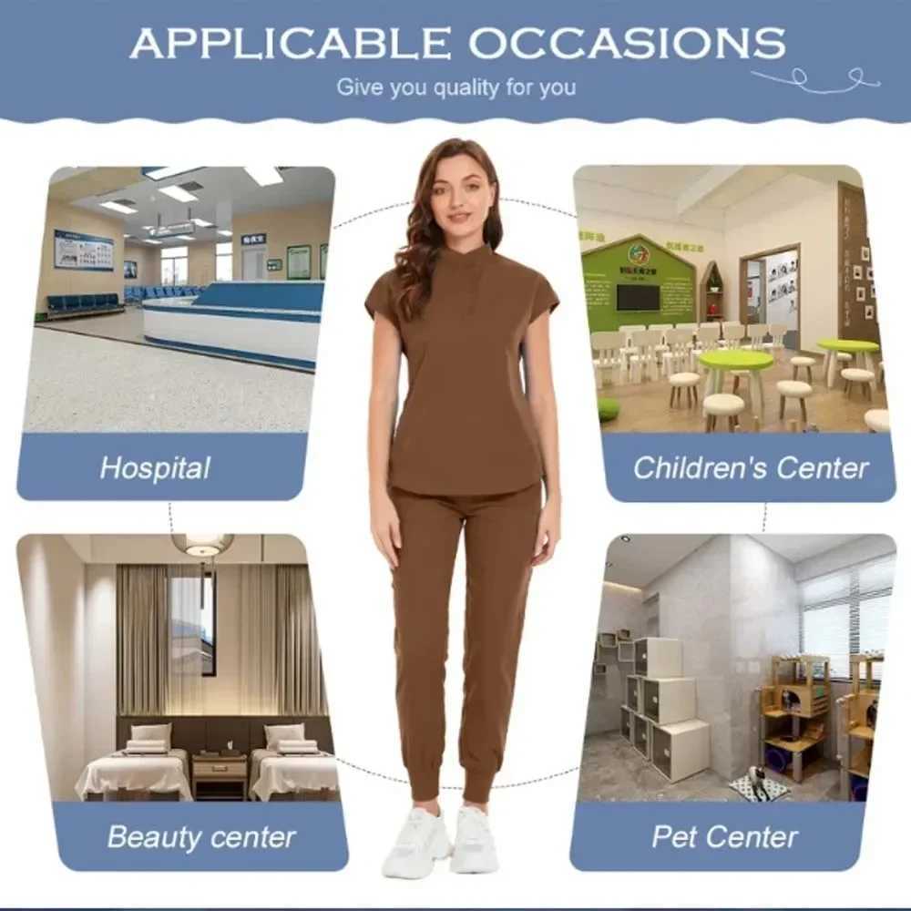 Hospital Medical Uniforms Doctor Nurse Accessories Women Casual Short Slve Jogger Suits Dental Lab Pharmacy Workwear Tops Pant X250410