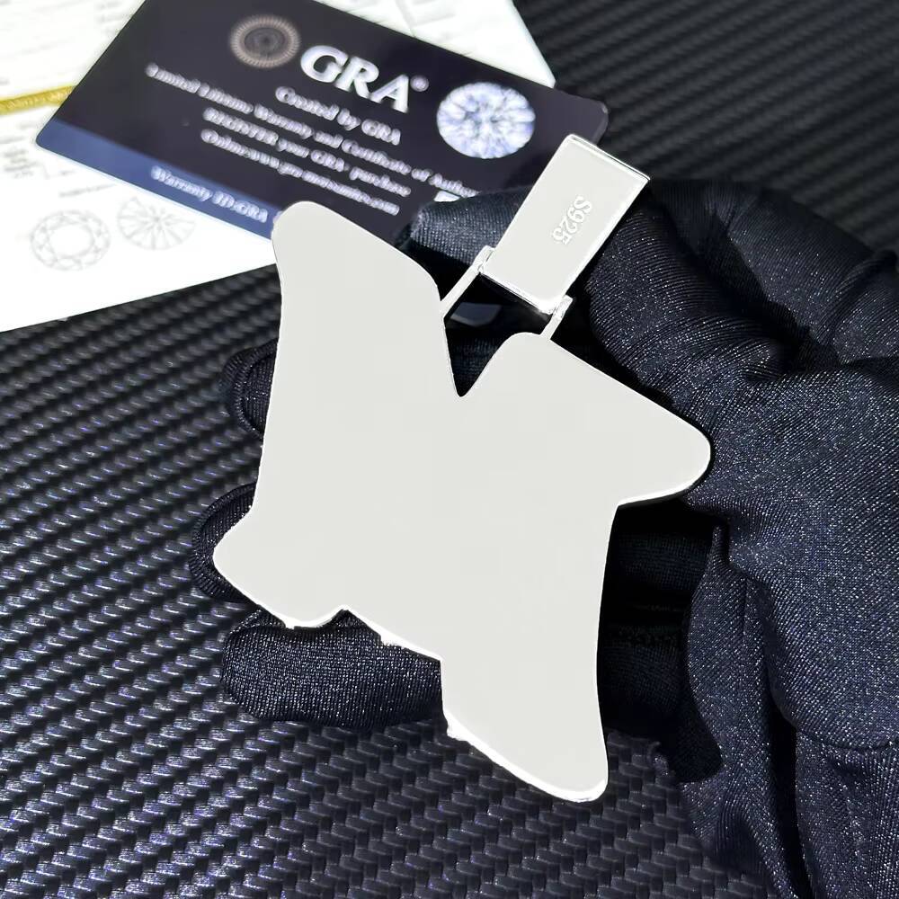 Custom Iced Out Letter M Pendant 925 Silver Baguette Initial VVS Moissanite Diamond Pendant Link Chain Hip Hop Fine Jewelry Customizable