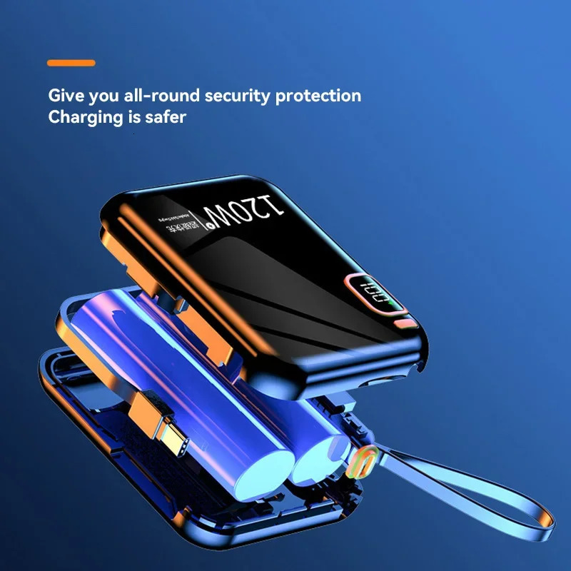 120W 50000mAh Portable Power Bank High Capacity Cable Two-way Fast Charging Mini Powerbank for iPhone 251110