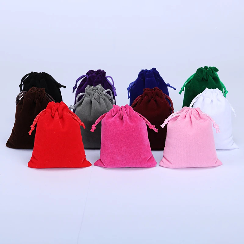 10Pcs Pink Color Separation Flannel Bags Jewelry Gift Display Packing Velvet Drawstring Pouches Xmas 251110
