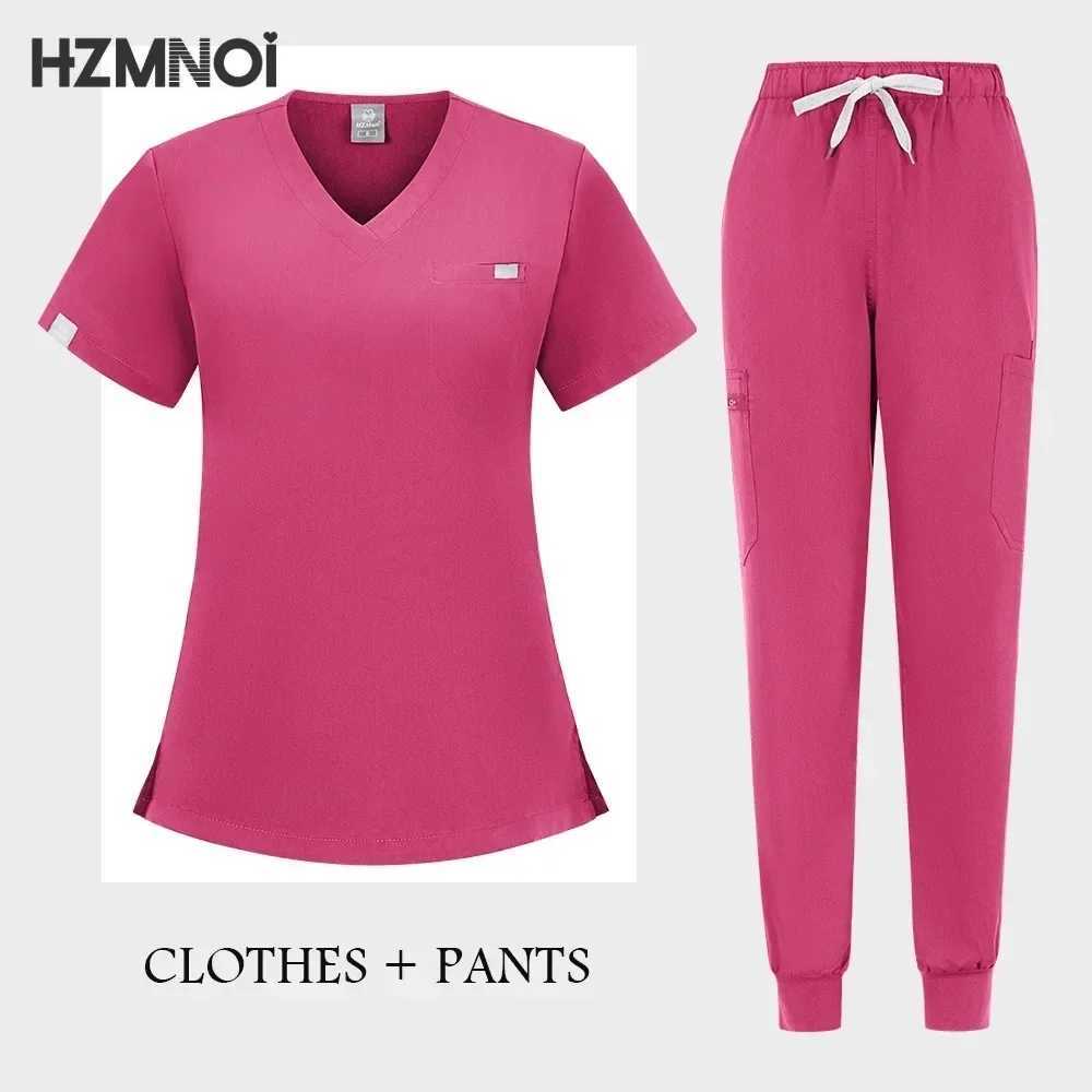 Hospital Uniforms Tops Jogger Pants Medical Scrubs Set Women Nursing Workwear Scrubs Nurse Uniforms Many Pockets Suits X250410