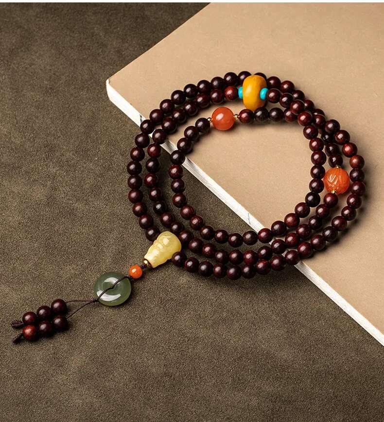 Little Leaf Rosewood 6mm108 Buddhist Bead Bracelets Diy Women's Multi -Circle Bracelet Retro Jewelry Simple Atmosphere