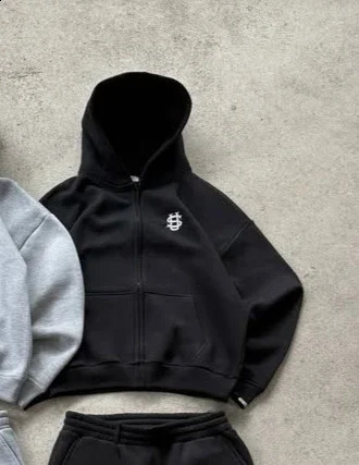 Alphabet Embroidery Zipper Casual Mens Wear Y2K Harajuku Fashion Womens Retro Hoodie Couple Sports Shirt Pants 250411