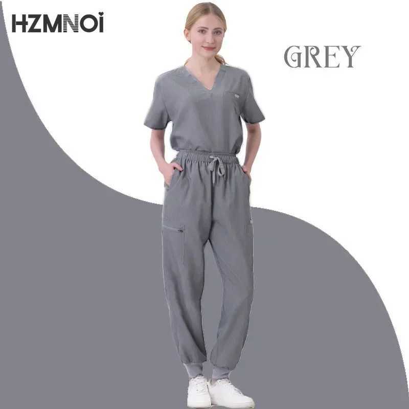 Multicolor Scrubs Uniform Short Slve Tops+Pants Nursing Uniform Women Surgery Workwear Scrub Set Pet Shop Doctor Scrub Medical X250410