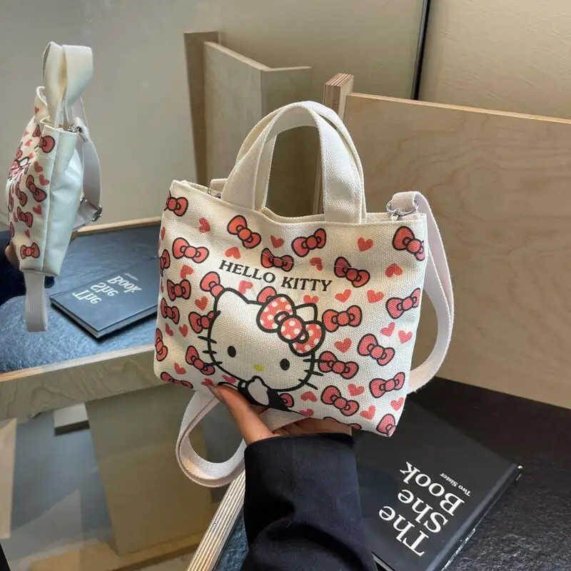 Sanrio Girl Cartoon Canvas Handbag Hello Kitty Student Sweet Kawaii Shoulder Bag Versatile Portable Backpack Travel Handbag New H251111