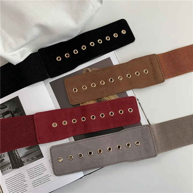 Suede Belts for Womens Belt Elastic Lady Clothes Korean Style Buckle Elastic Wide Belt All-match Clothes Decor 251110