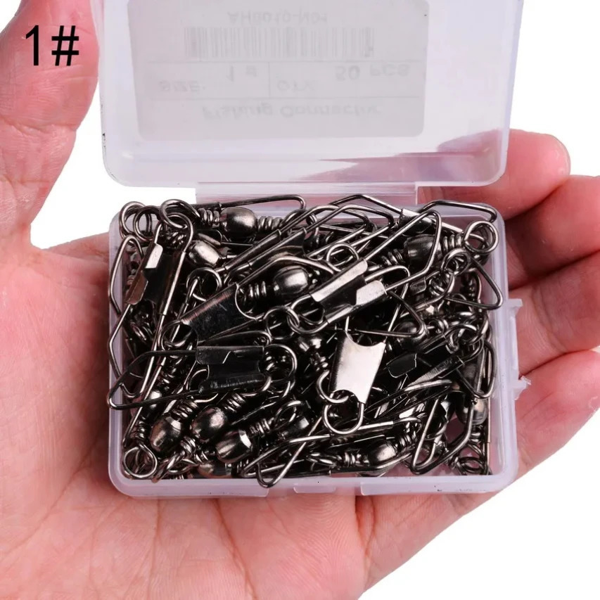 50Pcs Box Brass Barrel Fishing Swivel Solid Rings Fishing Pin Line Connector Fishhook with Interlock Snap Swivels Tackle Tool 251103