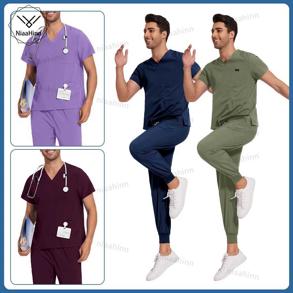 Medical Scrubs Breathable Hospital Uniform Mens and Womens Short Sleeve Nursing Scrub Uniform Set Doctor Nurse Work Clothes X250410