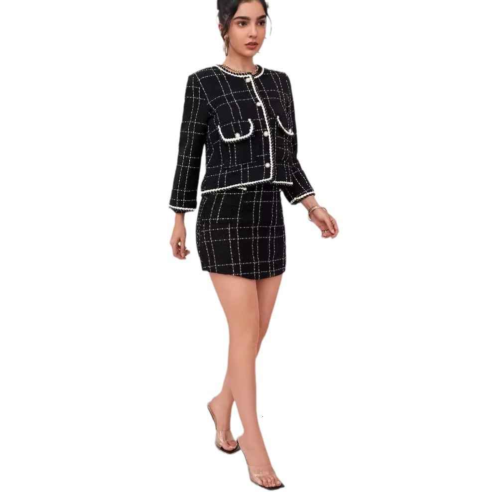 Light luxury socialite temperament 2025 new women's spring Hepburn style and slimming coarse floral skirt two-piece set