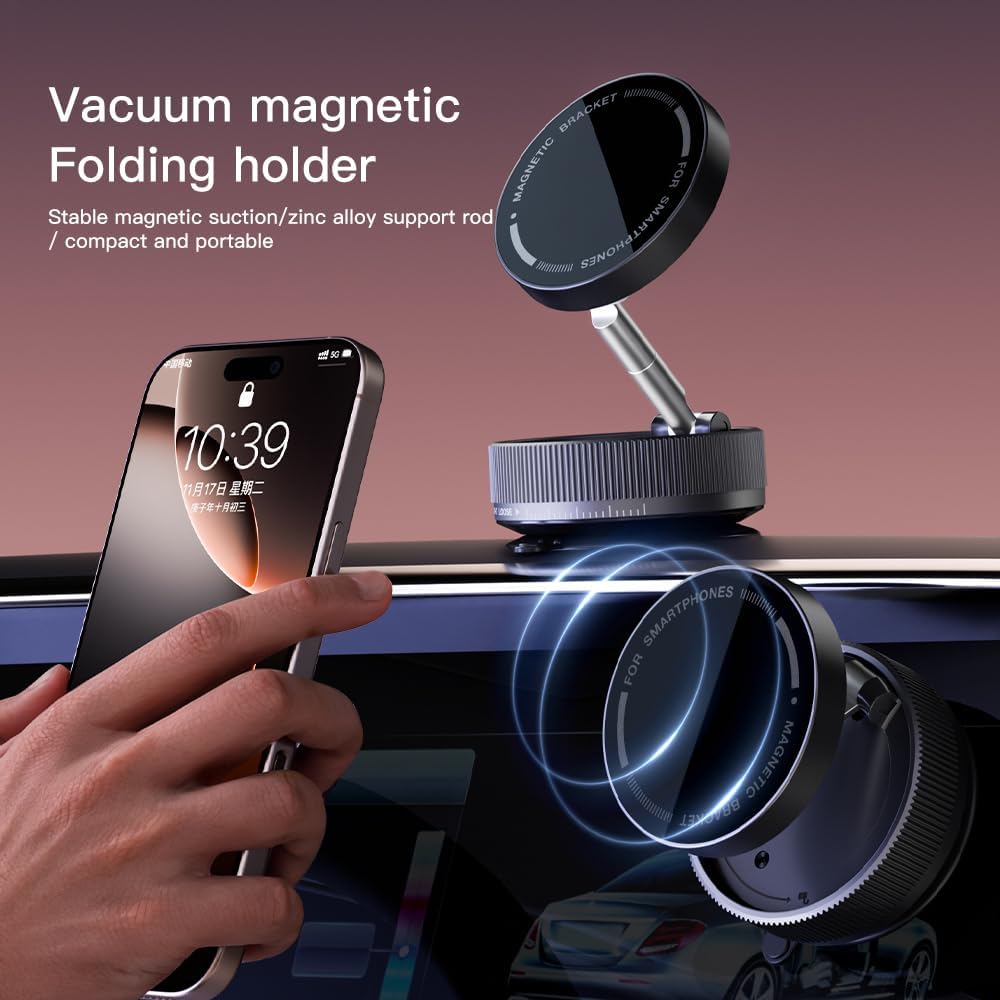 Moft Pivot Pro Upgraded Car Mount 2025, Mpp Gripmaster Pro 360 Magnetic Holde, Upgraded 360° Hands-Free Magnetic Cell Phone Holder for Car Gym Mirror 