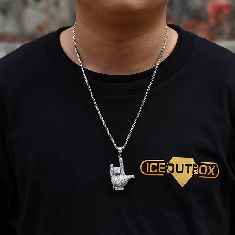 Hot Sale 925 Sterling Silver Iced Fire Pendant VVS Moissanite Custom Finger Charm Passes Diamond Tester Hip Hop Style