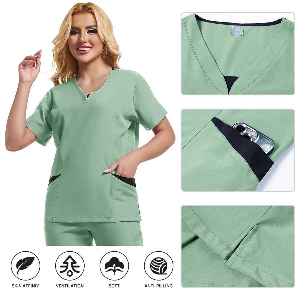 Medical Scrubs Sets Women Hospital Tops Pant Surgical Gowns Nurse Accesssories Dental Clinic Beauty Sn Spa Workwear Clothes X250410