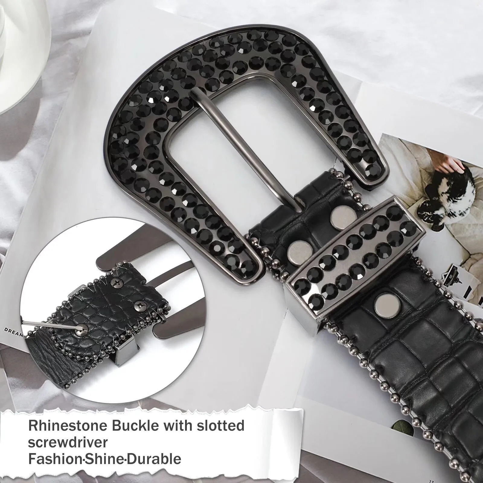 Women Rhinestone Western Belt for Jeans Bling Studded Leather Cowgirl Cowboy Belts BB Wasit Diamond Belt 251110