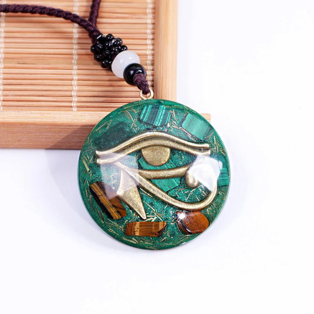 Eye of Horus pendant from ancient Egypt suitable for both women and men glowing Orgone energy necklace peacock spirit healing jewelry 250408