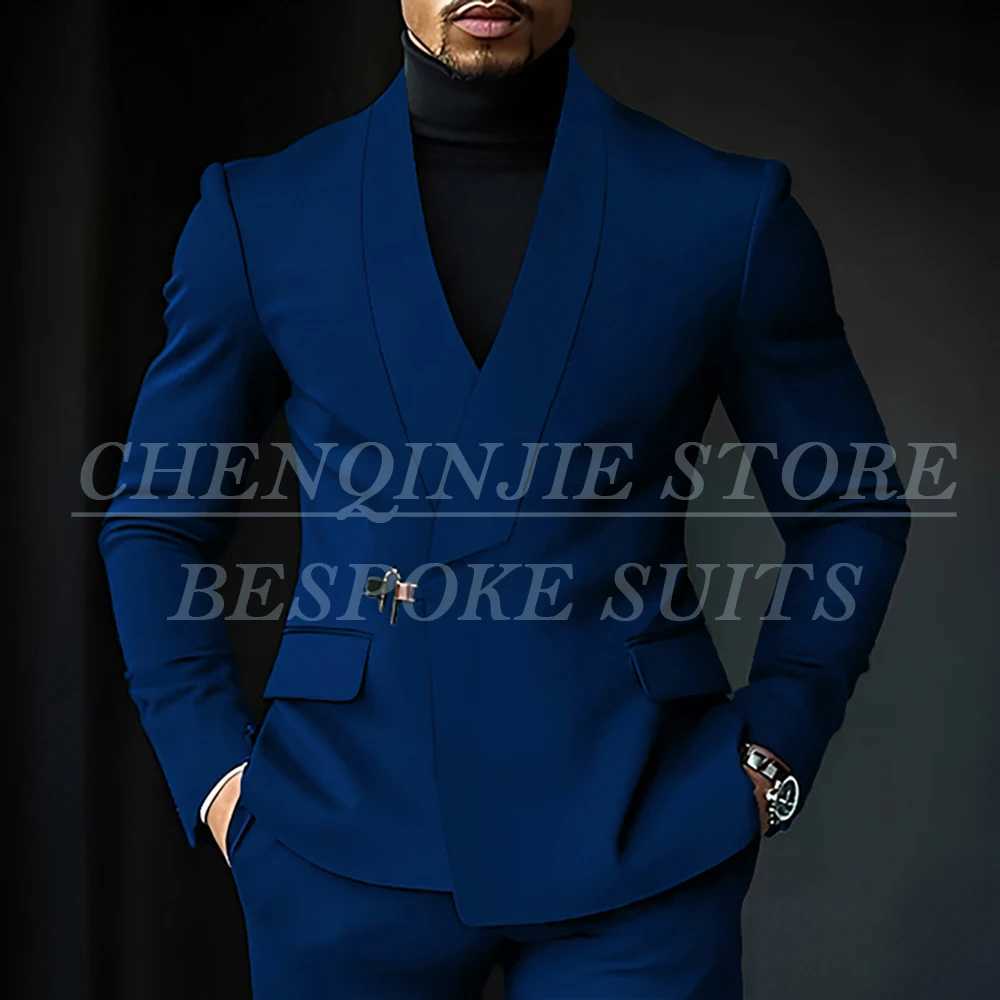 Fashion shawl lapel green mens high-quality ultra-thin suitable for wedding clothing mens customization 2-piece jacket pants set Terno W250410
