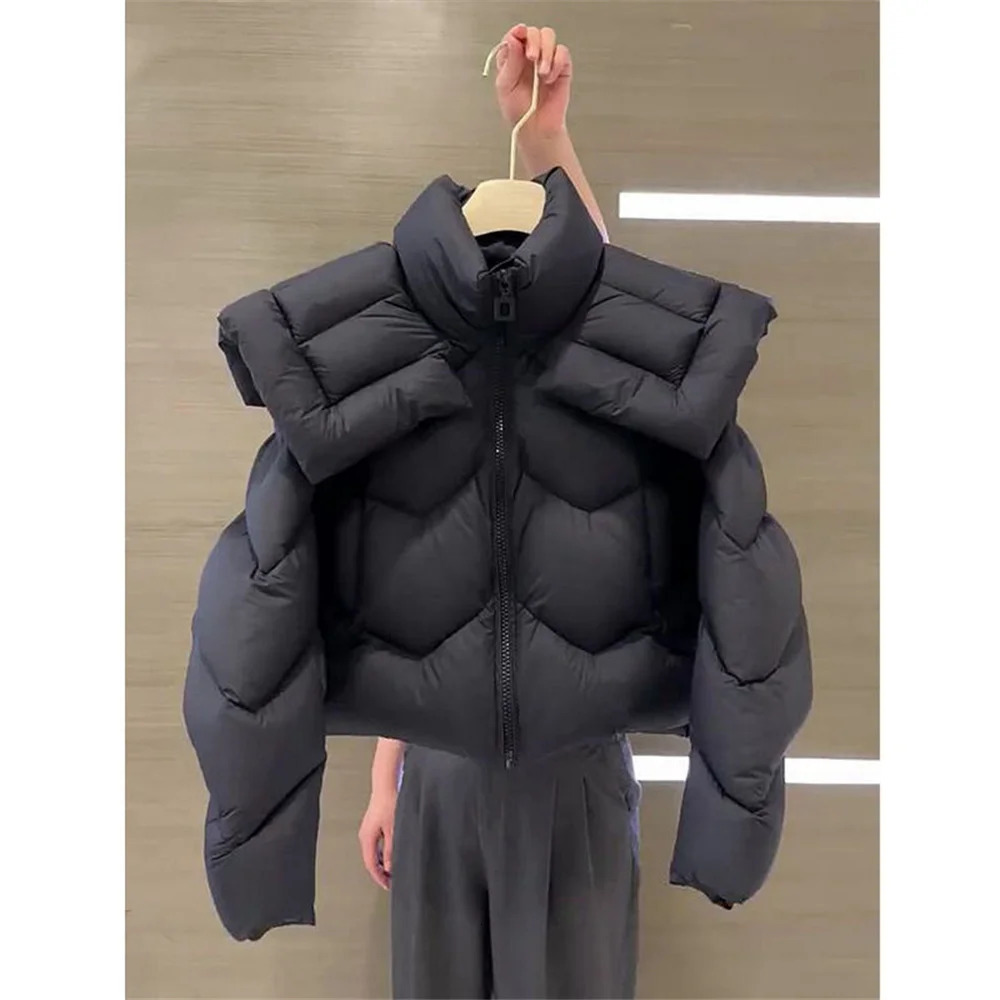 Sailor Collar Winter Fashion Cotton Jacket Thick Loose Casual Black Short Coat Female Clothing Elegant Ladies Jackets 251110