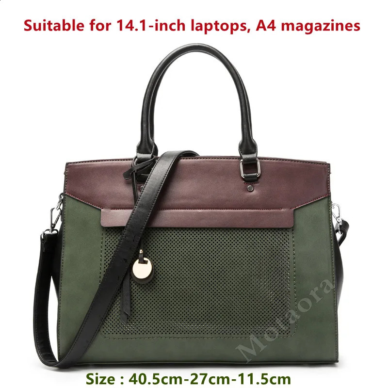 premium leather laptop bag for womens business briefcase 14 inches compatible 250410
